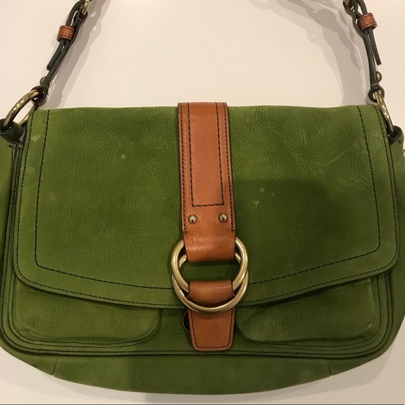 green suede shoulder bag